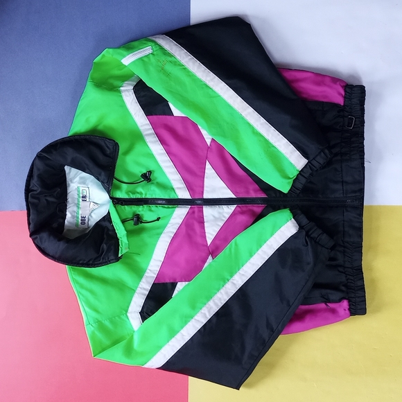 Vintage OBERMEYER Retro 1990s Color Block Neon Winter SKI Jacket